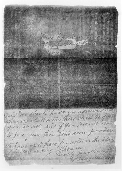 Letter written to Cameron in October 1873 reporting the death of David Livingstone (1813-73) from volume 1 of Across Africa by Verney Lovett Cameron, published 1877 by Jacob Wainwright